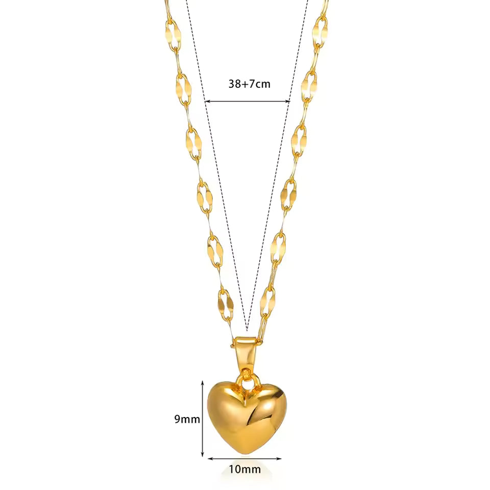 Stainless Steel Heart Pendant Necklace for Women – Trendy 2025 Design