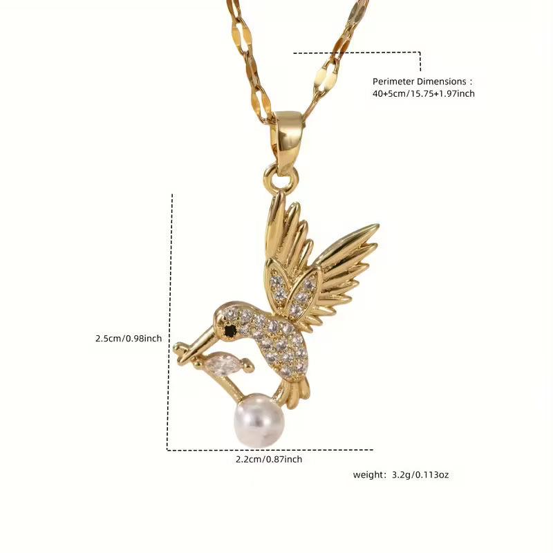 Gold Hummingbird Pendant Necklace – Elegant Women’s Jewellery