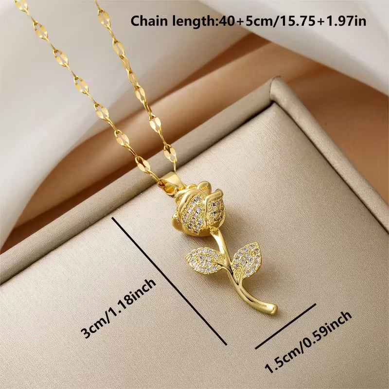 Gold Rose Pendant Necklace – Elegant Women’s Jewellery