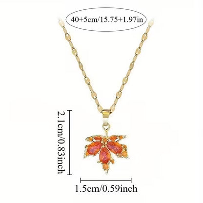 Golden Maple Leaf Pendant Necklace
