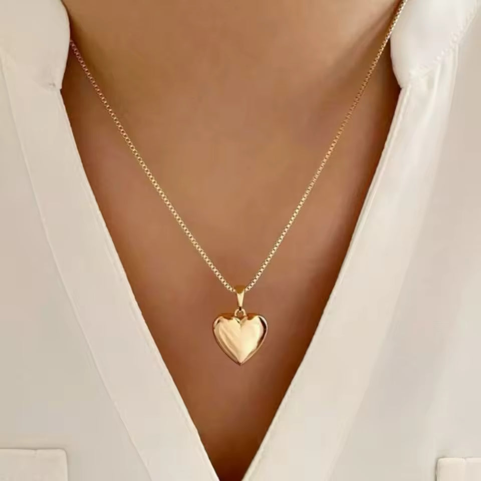 Gold Plated Heart Jewelry Set – Necklace & Dangle Earrings for Women