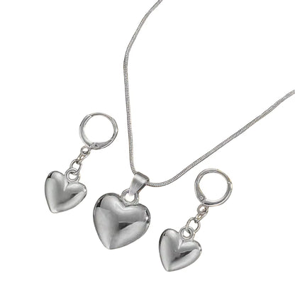 Gold Plated Heart Jewelry Set – Necklace & Dangle Earrings for Women