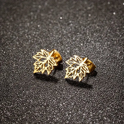 Elegant Maple Leaf Stainless Steel Studs – Unisex Fashion Jewellery