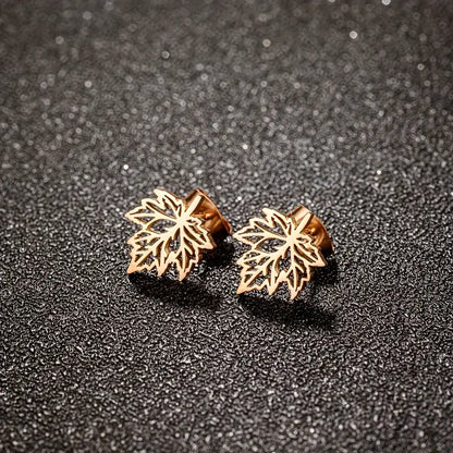Elegant Maple Leaf Stainless Steel Studs – Unisex Fashion Jewellery