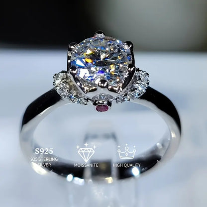 Vintage Moissanite Engagement Ring 1 Carat Silver