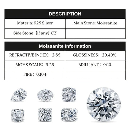 Vintage Moissanite Engagement Ring 1 Carat Silver