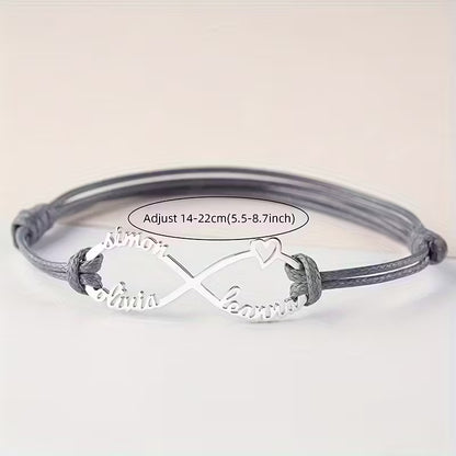 Personalized Stainless Steel Bracelet – Adjustable, Mom’s Infinite Love