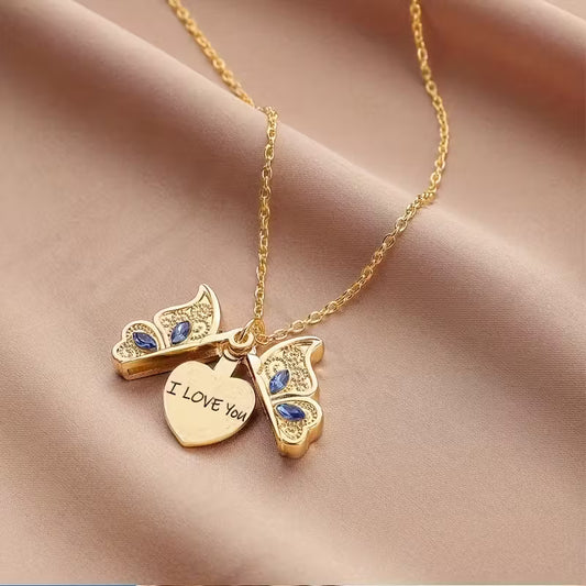 Openable Butterfly Pendant Necklace – Valentine’s Day Gift