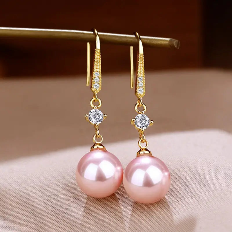 Elegant Zirconia & Pearl Drop Earrings | Chic Dangle Jewellery for Women