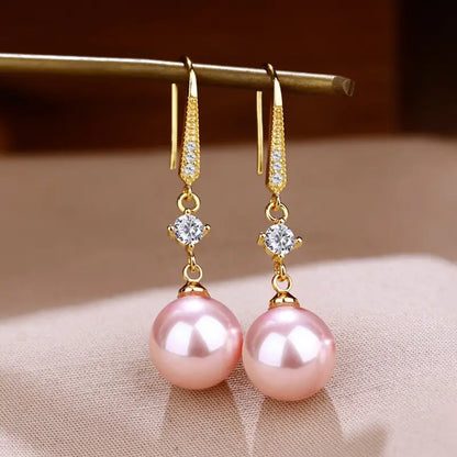 Elegant Zirconia & Pearl Drop Earrings | Chic Dangle Jewellery for Women