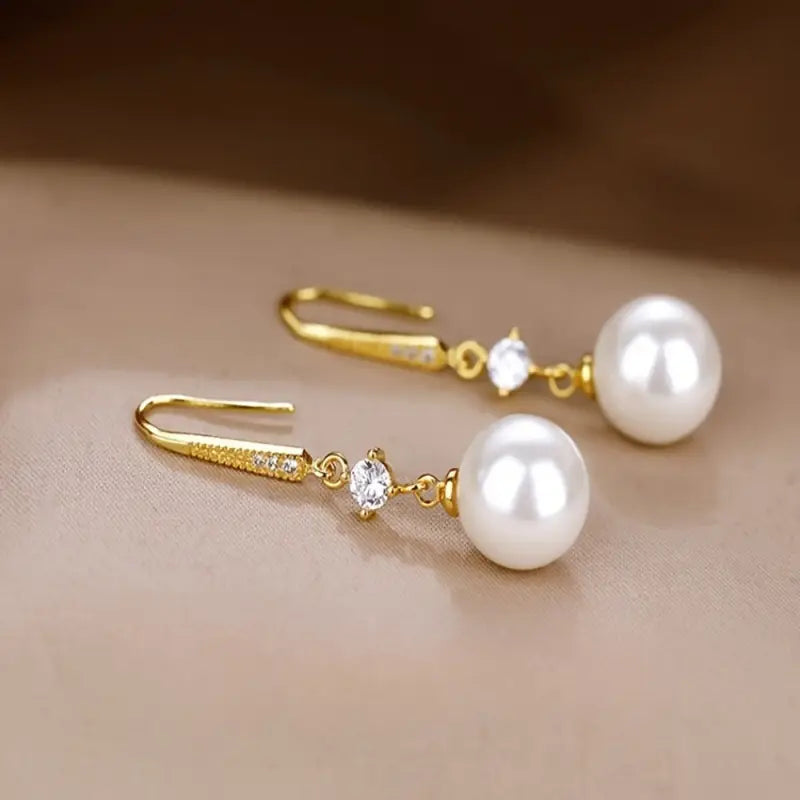 Elegant Zirconia & Pearl Drop Earrings | Chic Dangle Jewellery for Women