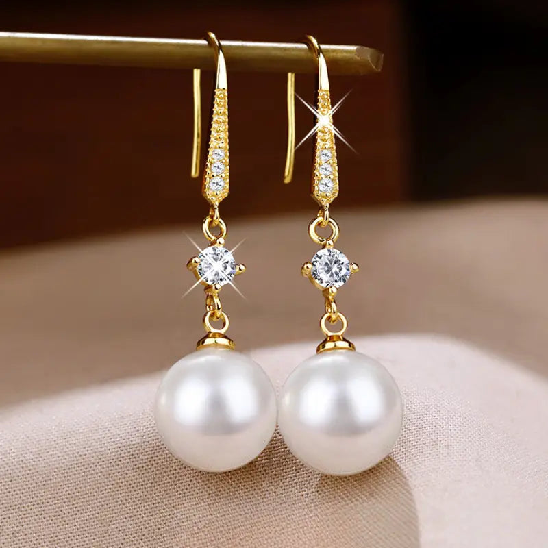 Elegant Zirconia & Pearl Drop Earrings | Chic Dangle Jewellery for Women