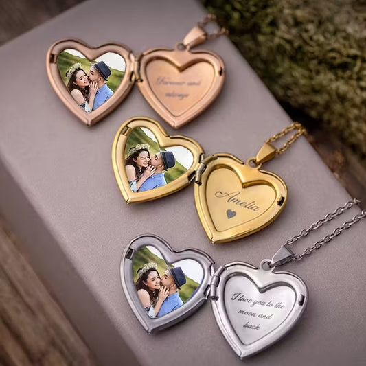 Personalized Heart Pendant Necklace – Custom Photo & Engraved Jewelry