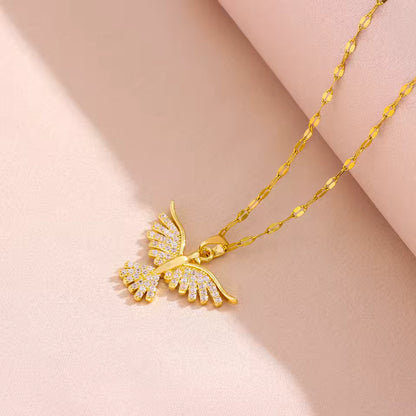 Gold Plated Phoenix Pendant Necklace – Vintage Retro Style