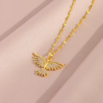 Gold Plated Phoenix Pendant Necklace – Vintage Retro Style