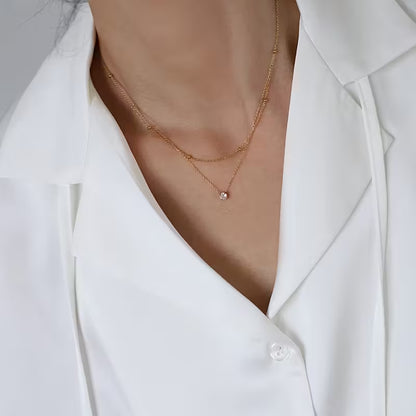 Golden-Plated Double Layer Rhinestone Necklace