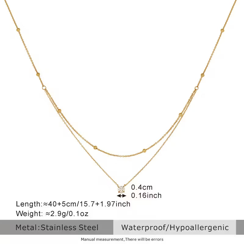 Golden-Plated Double Layer Rhinestone Necklace