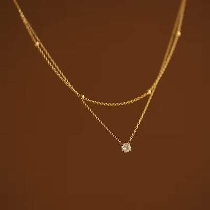 Golden-Plated Double Layer Rhinestone Necklace