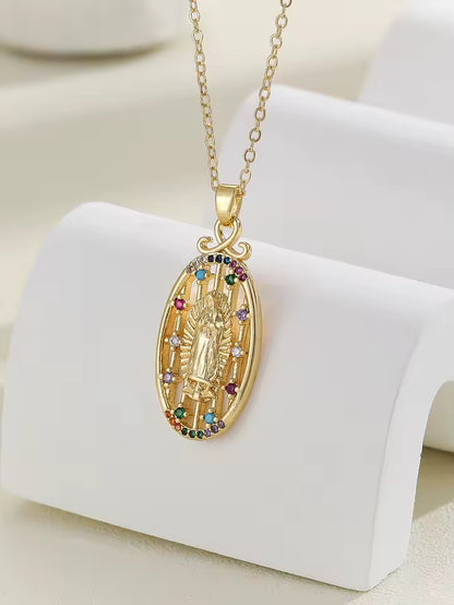 Santa Maria Zircon Pendant Necklace – Colorful Religious Fashion