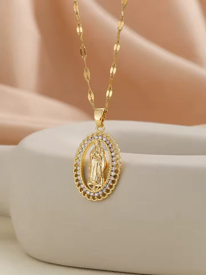 Santa Maria Zircon Pendant Necklace – Colorful Religious Fashion