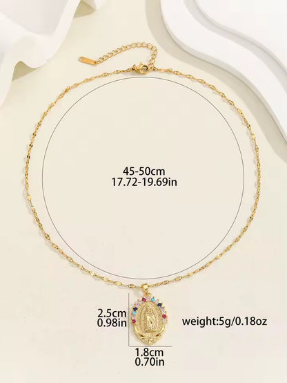 Santa Maria Zircon Pendant Necklace – Colorful Religious Fashion
