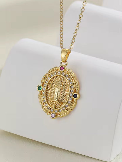 Santa Maria Zircon Pendant Necklace – Colorful Religious Fashion
