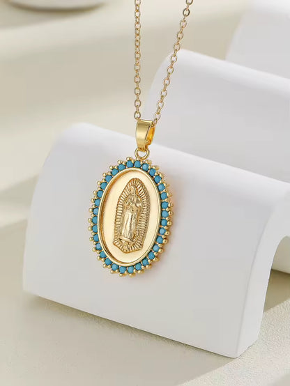 Santa Maria Zircon Pendant Necklace – Colorful Religious Fashion