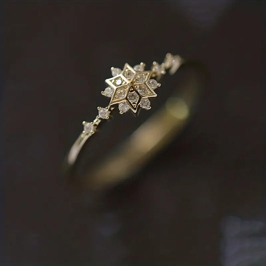 Elegant Celestial Snowflake Ring – Silver Plated