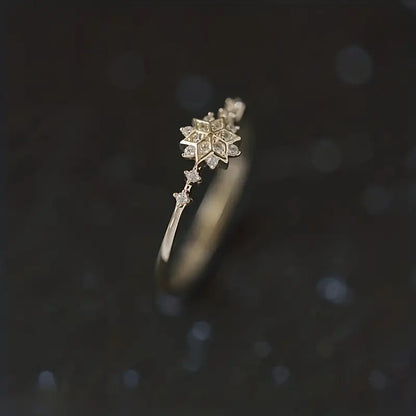 Elegant Celestial Snowflake Ring – Silver Plated