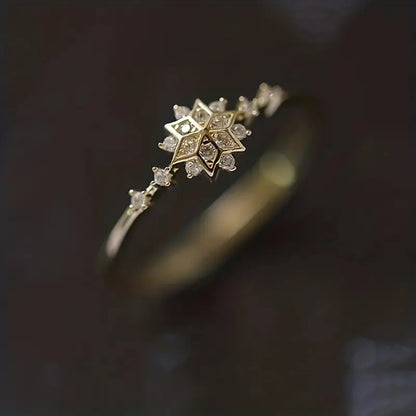 Elegant Celestial Snowflake Ring – Silver Plated