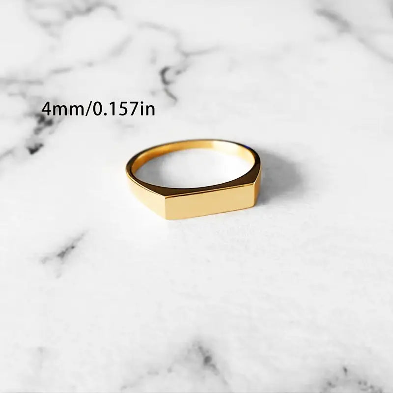 Personalized Square Bar Ring – Custom Name/Date Engraving Jewellery Gift