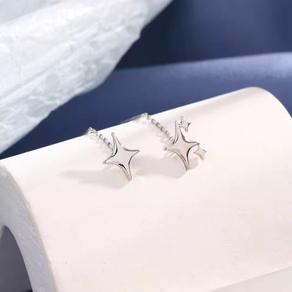 Sterling Silver Star Tassel Earrings – Simple Fashion Jewelry
