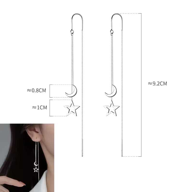 Sterling Silver Star Tassel Earrings – Simple Fashion Jewelry