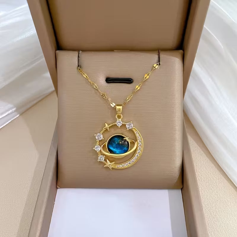 Starry Sky Necklace – Elegant Blue Gem Jewellery
