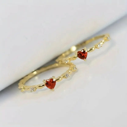 Sterling Silver Red Heart Engagement Ring