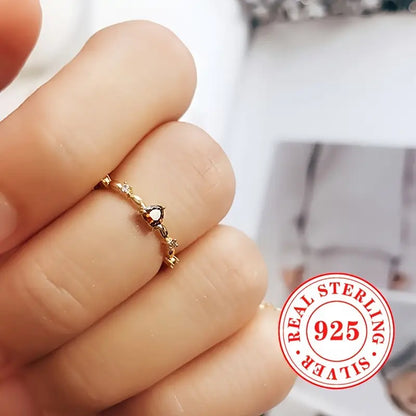 Sterling Silver Red Heart Engagement Ring