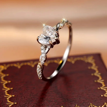 Sterling Silver Heart Twisted Ring – Cubic Zirconia Engagement Jewellery