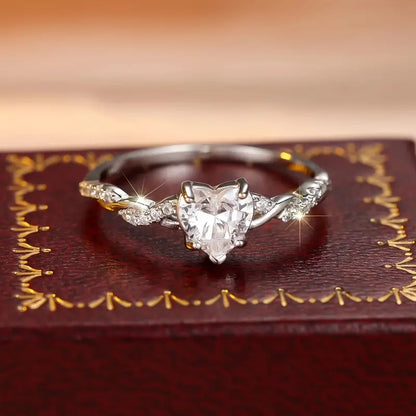 Sterling Silver Heart Twisted Ring – Cubic Zirconia Engagement Jewellery