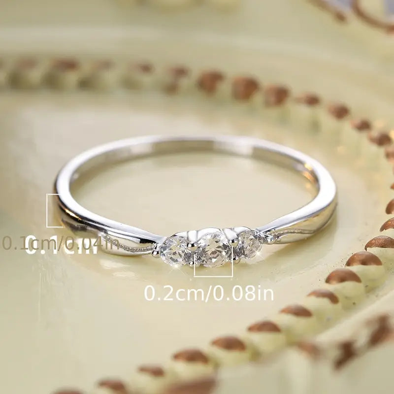 Minimalist Silver Ring with Three Zircons – Wedding & Gift Jewellery