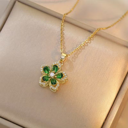Zirconia Flower Necklace – Rotatable Cherry Blossom Design