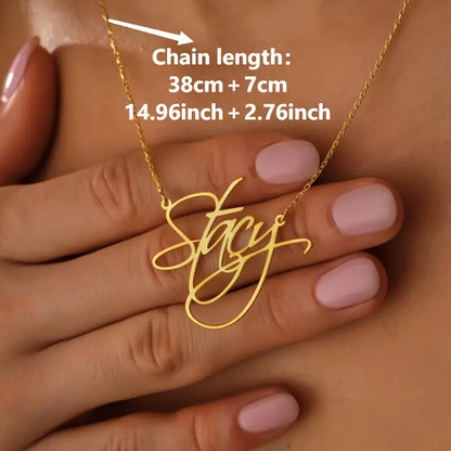 Personalized Golden Name Necklace –  Cursive Pendant