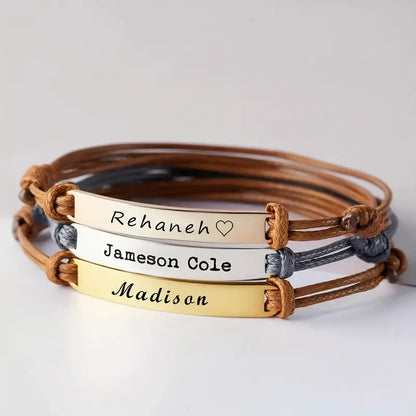 Custom Engraved Leather Bracelet – Unique Statement Jewellery for His/her