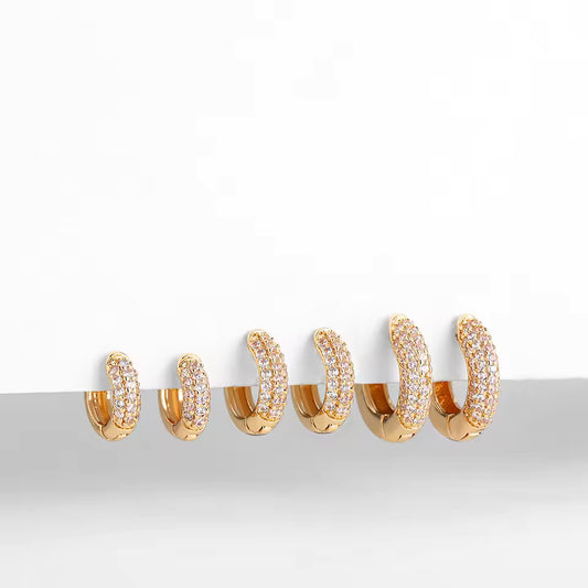 Minimalist Gold Huggie Earrings with CZ Zircon