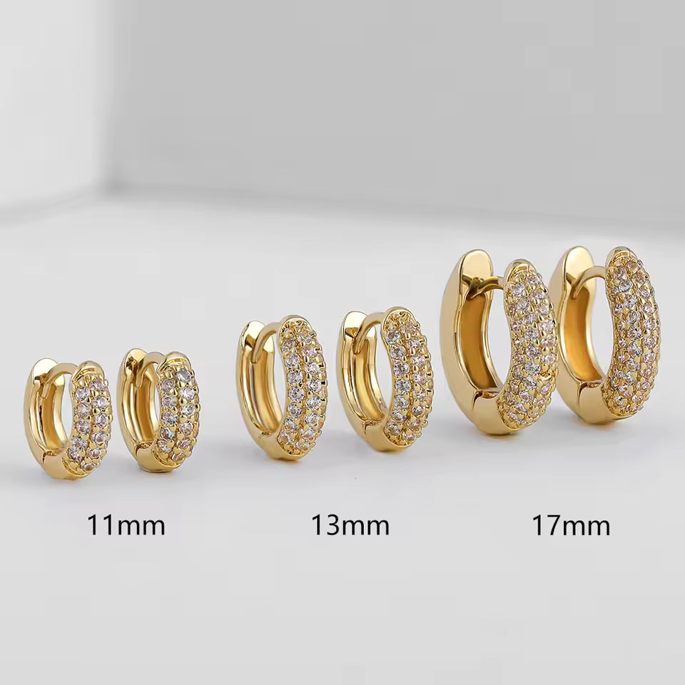 Minimalist Gold Huggie Earrings with CZ Zircon