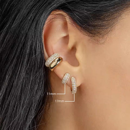 Minimalist Gold Huggie Earrings with CZ Zircon