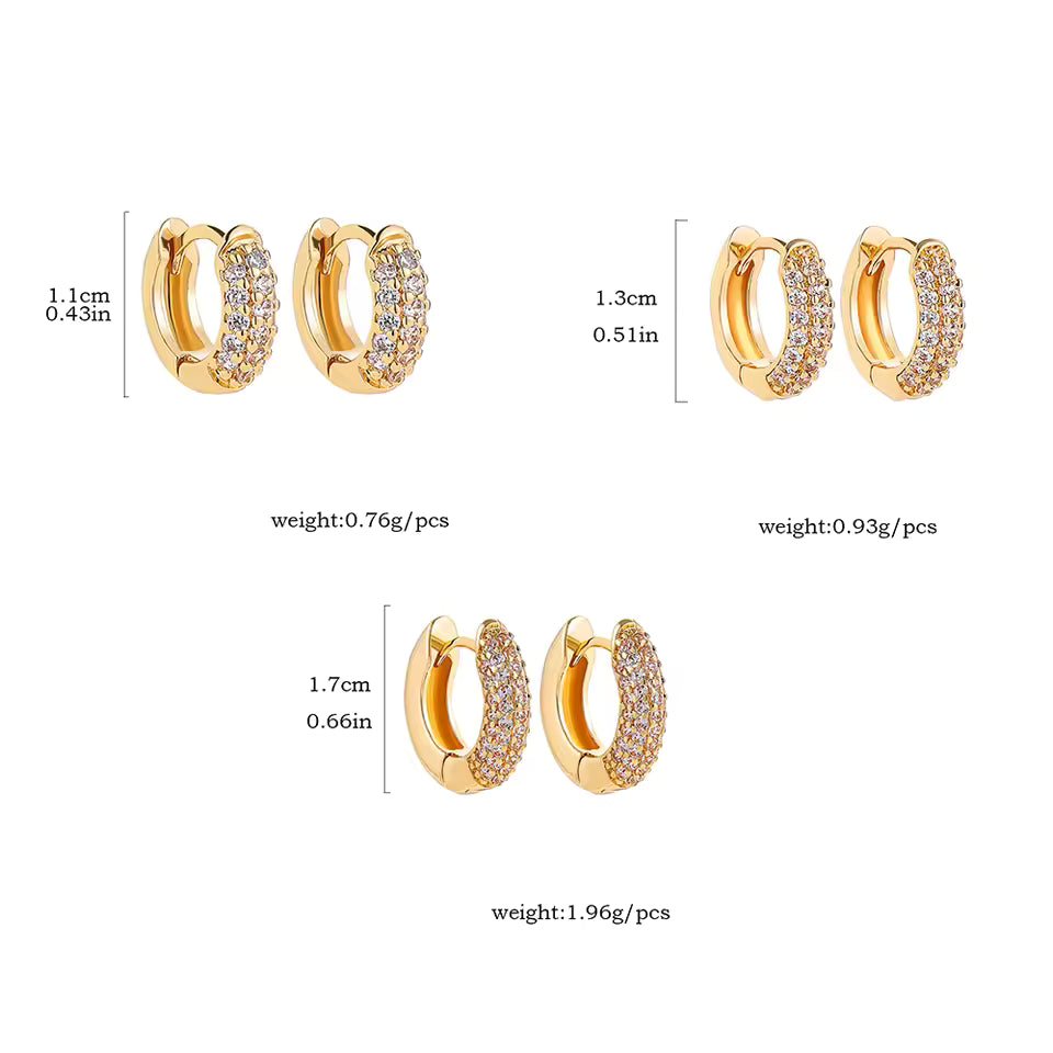 Minimalist Gold Huggie Earrings with CZ Zircon